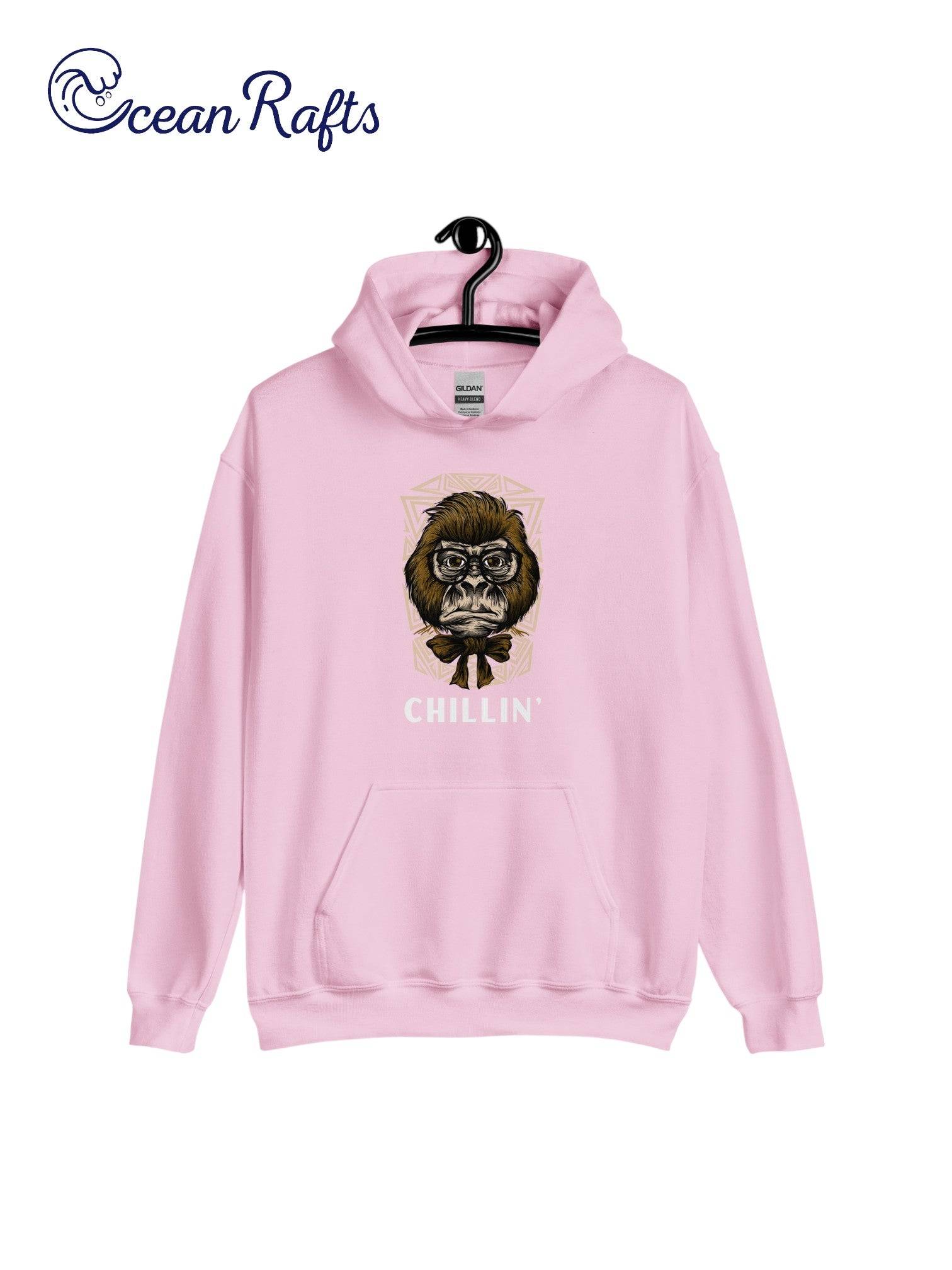 pink jumper with gorilla graphic and chillin' text | Ocean Rafts