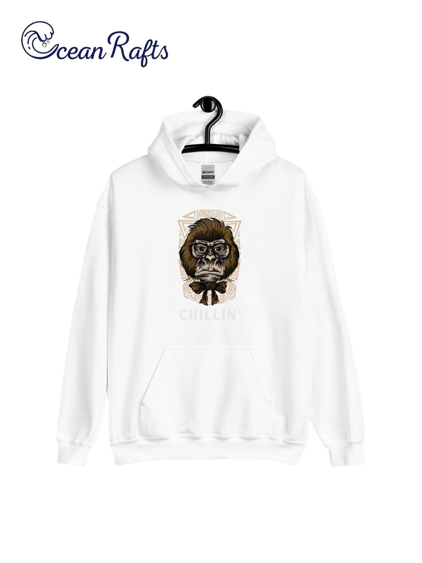 white jumper with gorilla graphic and chillin' text | Ocean Rafts