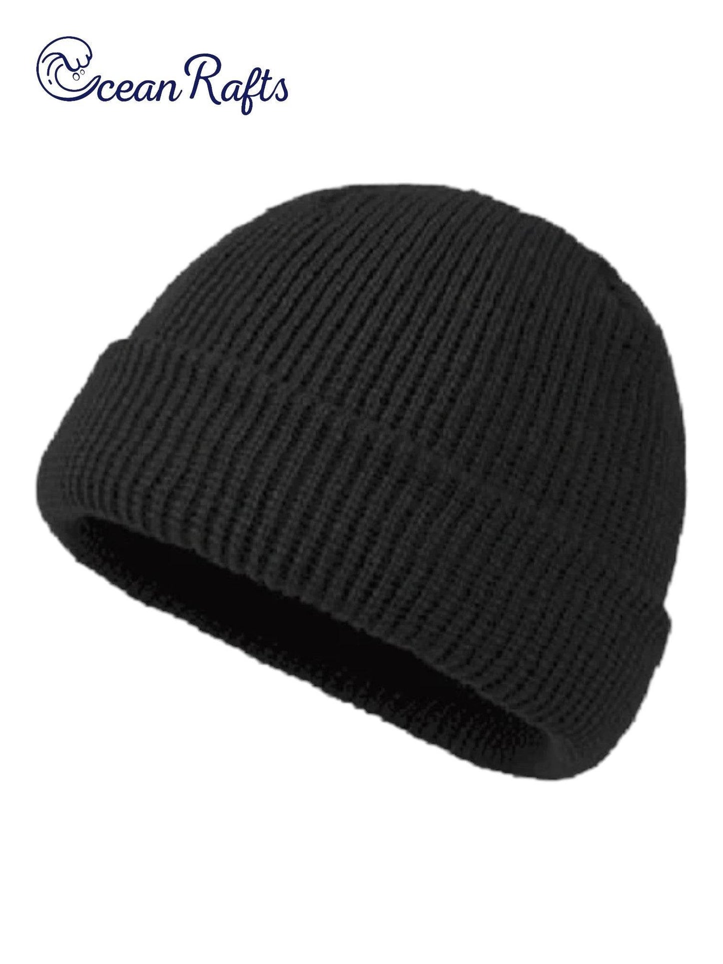 Black Classic Knitted Beanie with no graphics, pure solid colour | Ocean Rafts