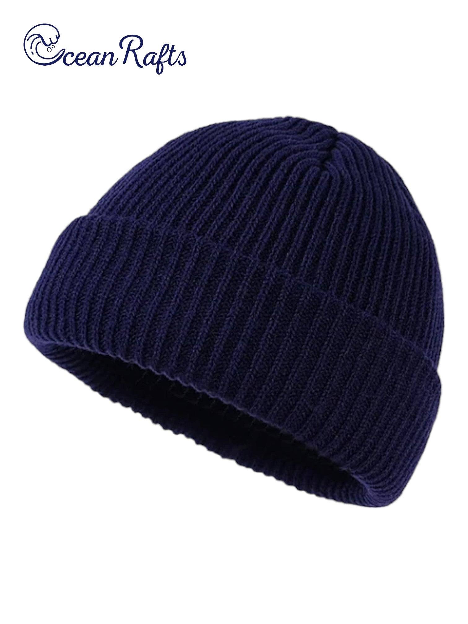 Navy Blue Classic Knitted Beanie with no graphics, pure solid colour | Ocean Rafts