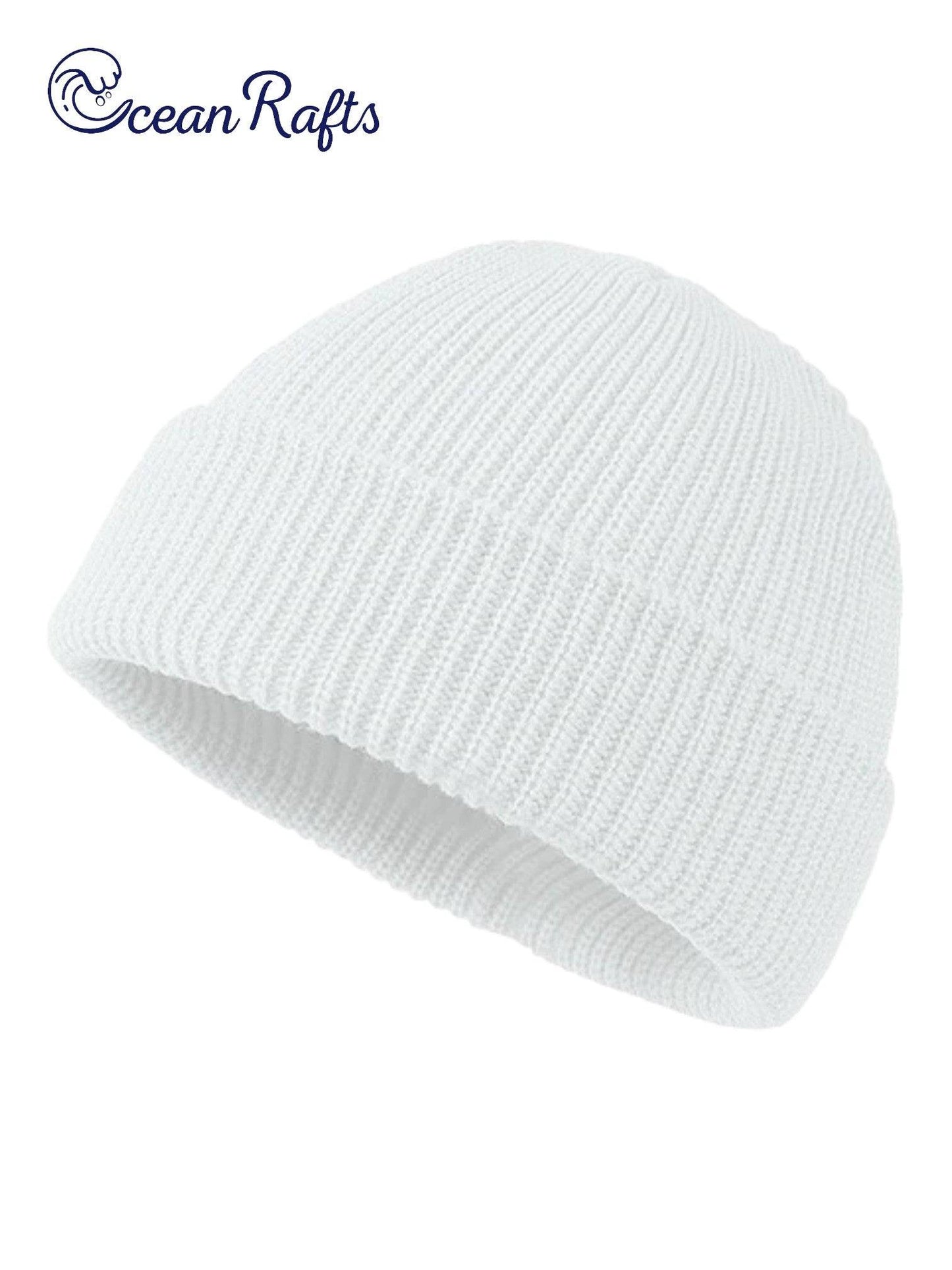 white Classic Knitted Beanie with no graphics, pure solid colour | Ocean Rafts