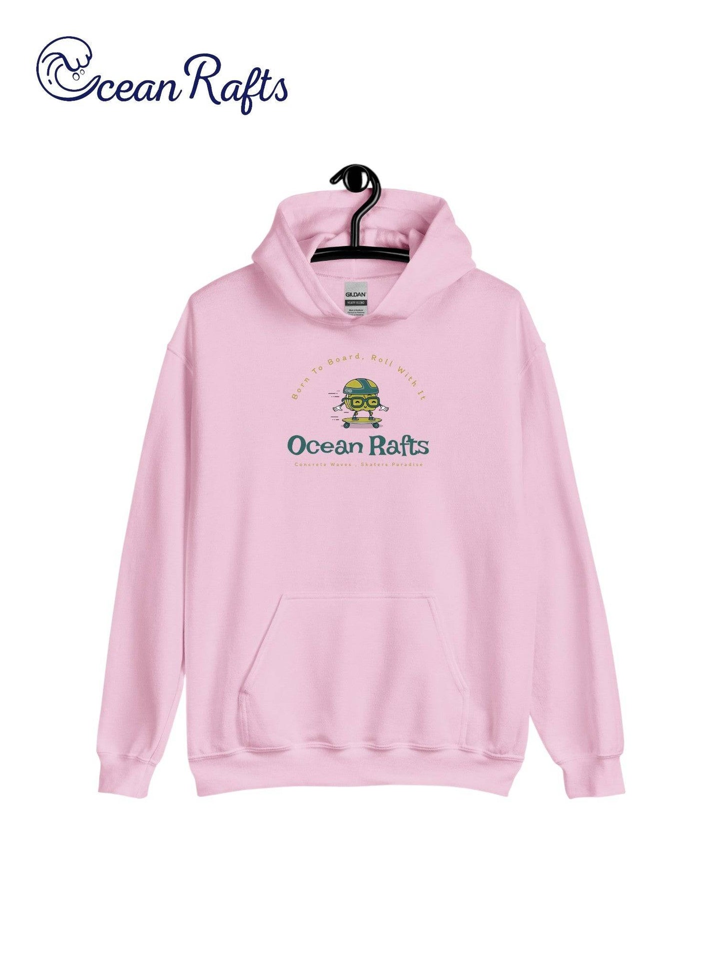 pink hoodie for women with concrete waves graphic | Ocean Rafts