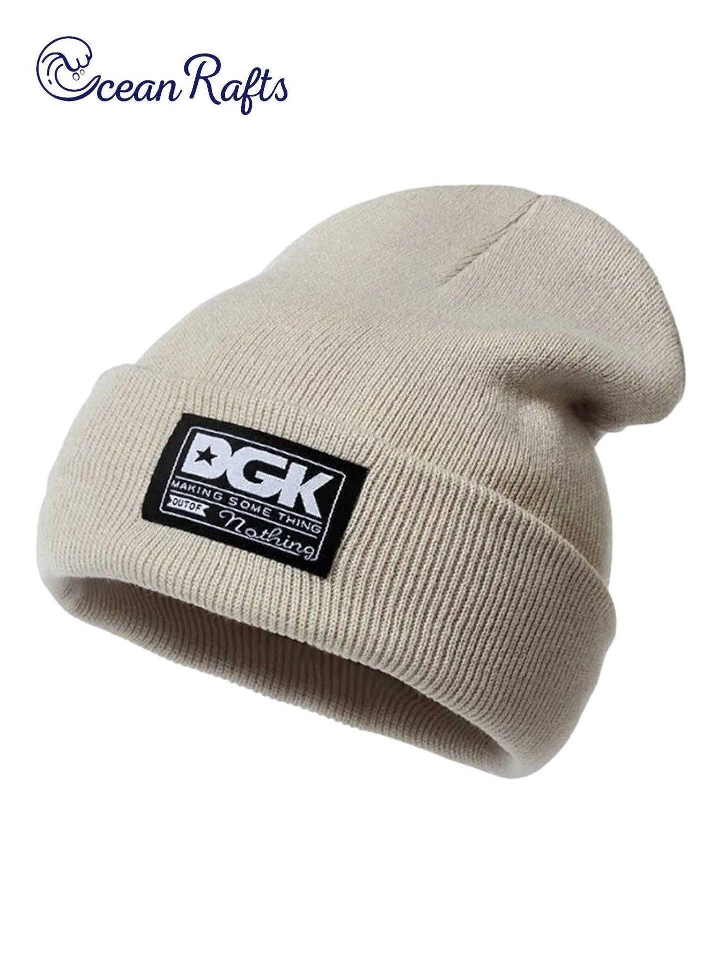 beige skin colour pale grey beanie with DGK logo | Ocean Rafts