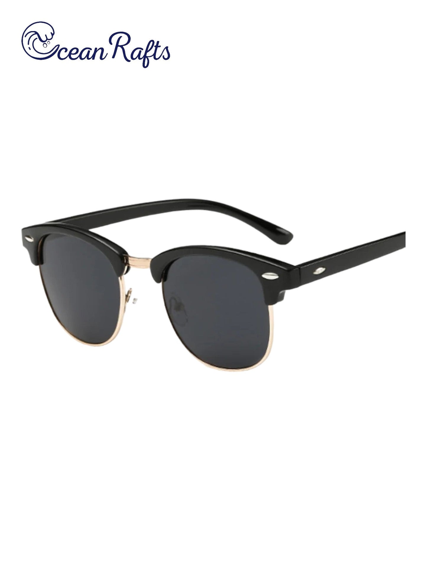 a pair of sunglasses with a black frame  Half Frame Polarized Sunglasses $20 Cheap Free Delivery | Ocean Rafts