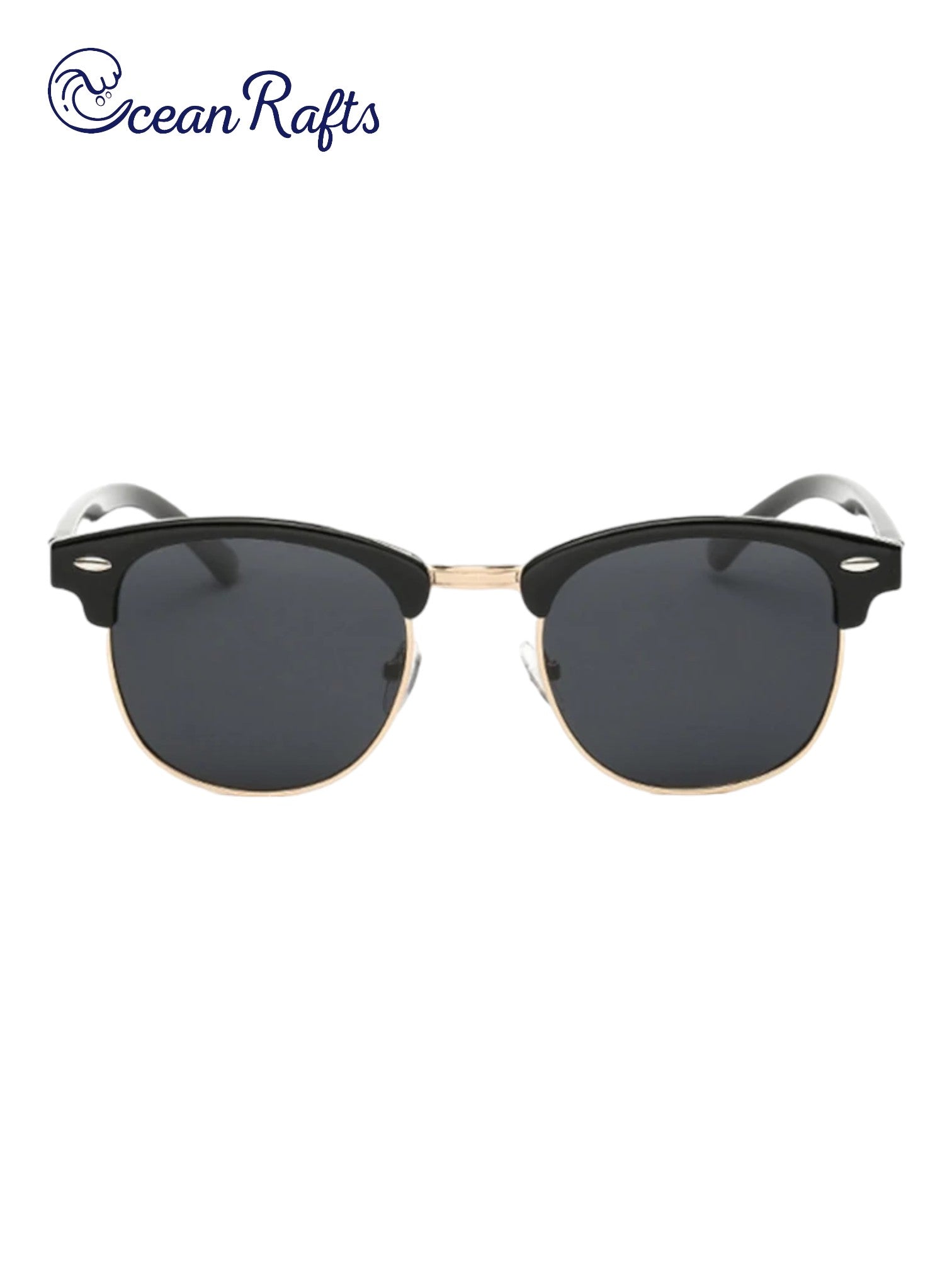 a pair of sunglasses with a black and gold frame  Half Frame Polarized Sunglasses $20 Cheap Free Delivery | Ocean Rafts