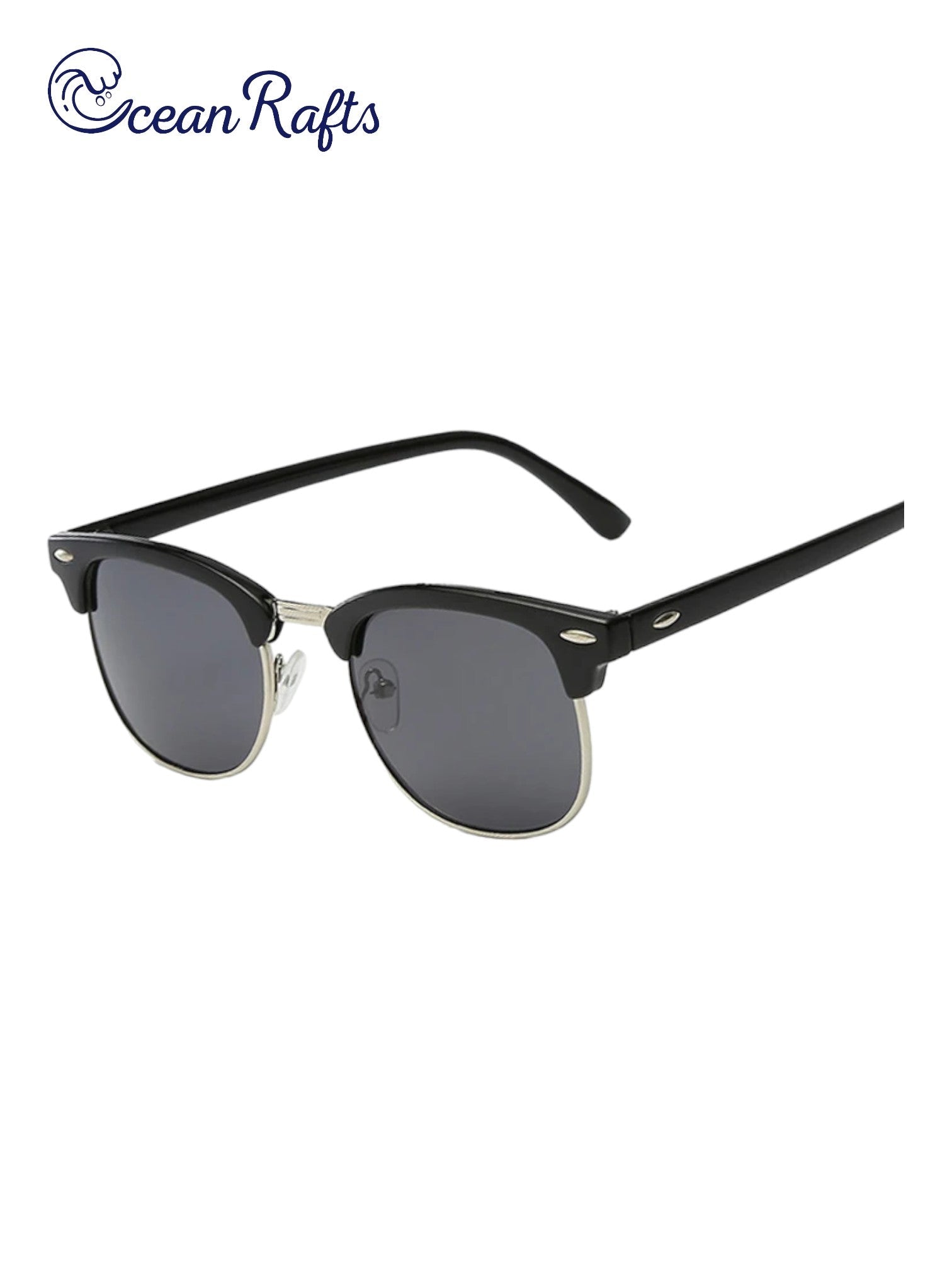 a pair of sunglasses with a black frame  Half Frame Polarized Sunglasses $20 Cheap Free Delivery | Ocean Rafts