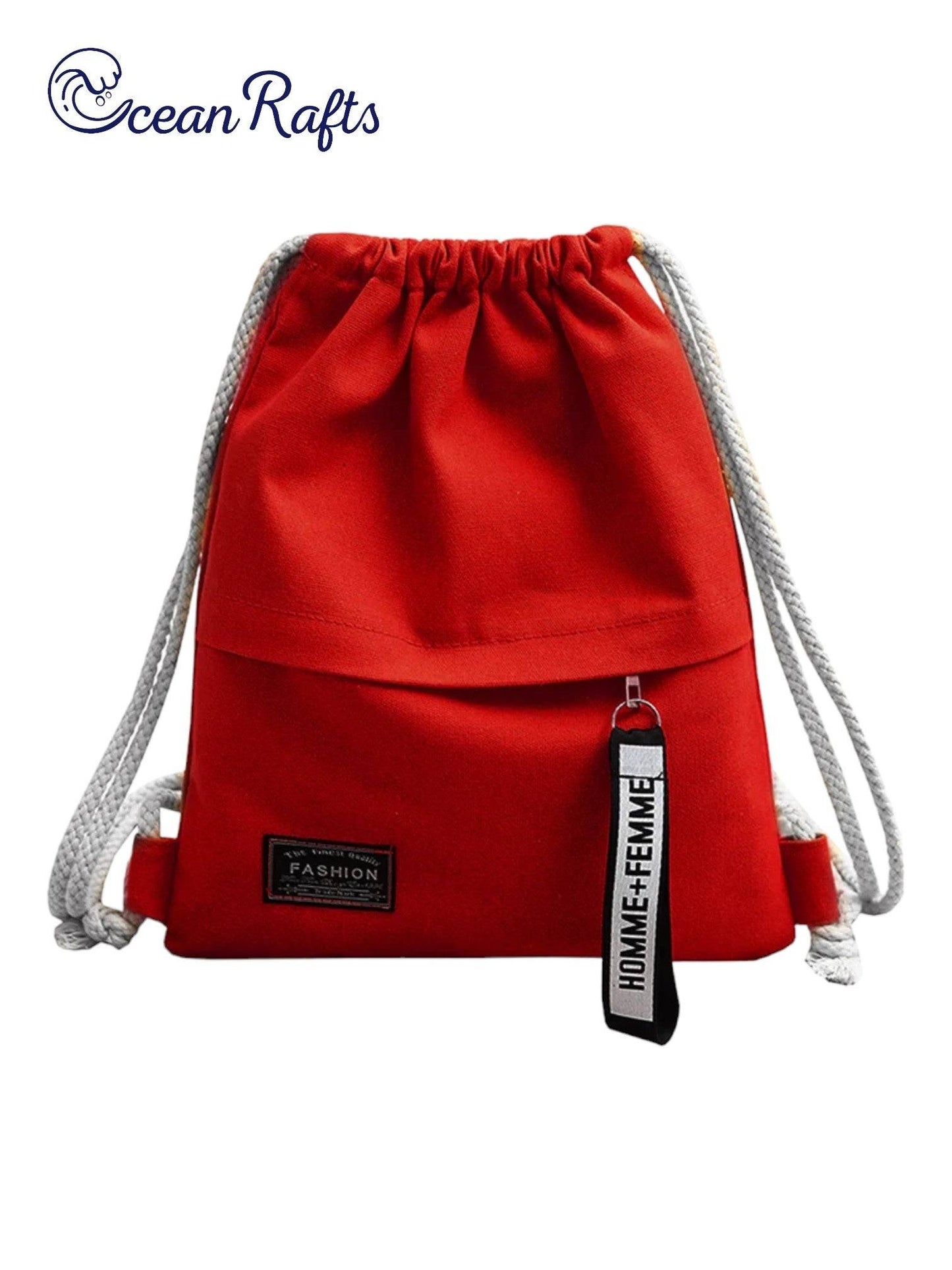 Red Home and Femme Canvas Drawstring Bag Backpack cheap $20 for men and women new free delivery summer winter | Ocean Rafts