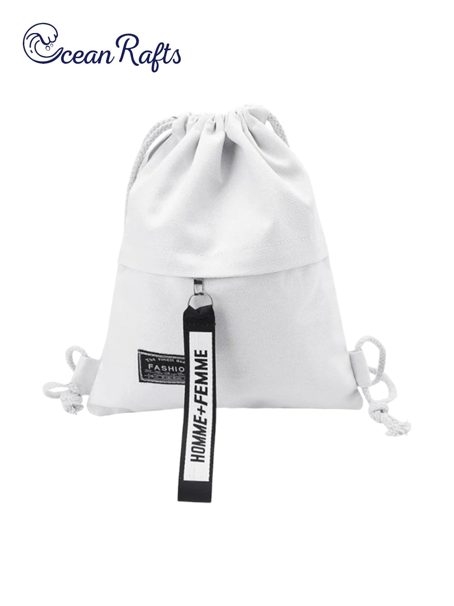 White Home and Femme Canvas Drawstring Bag Backpack cheap $20 for men and women new free delivery summer winter | Ocean Rafts