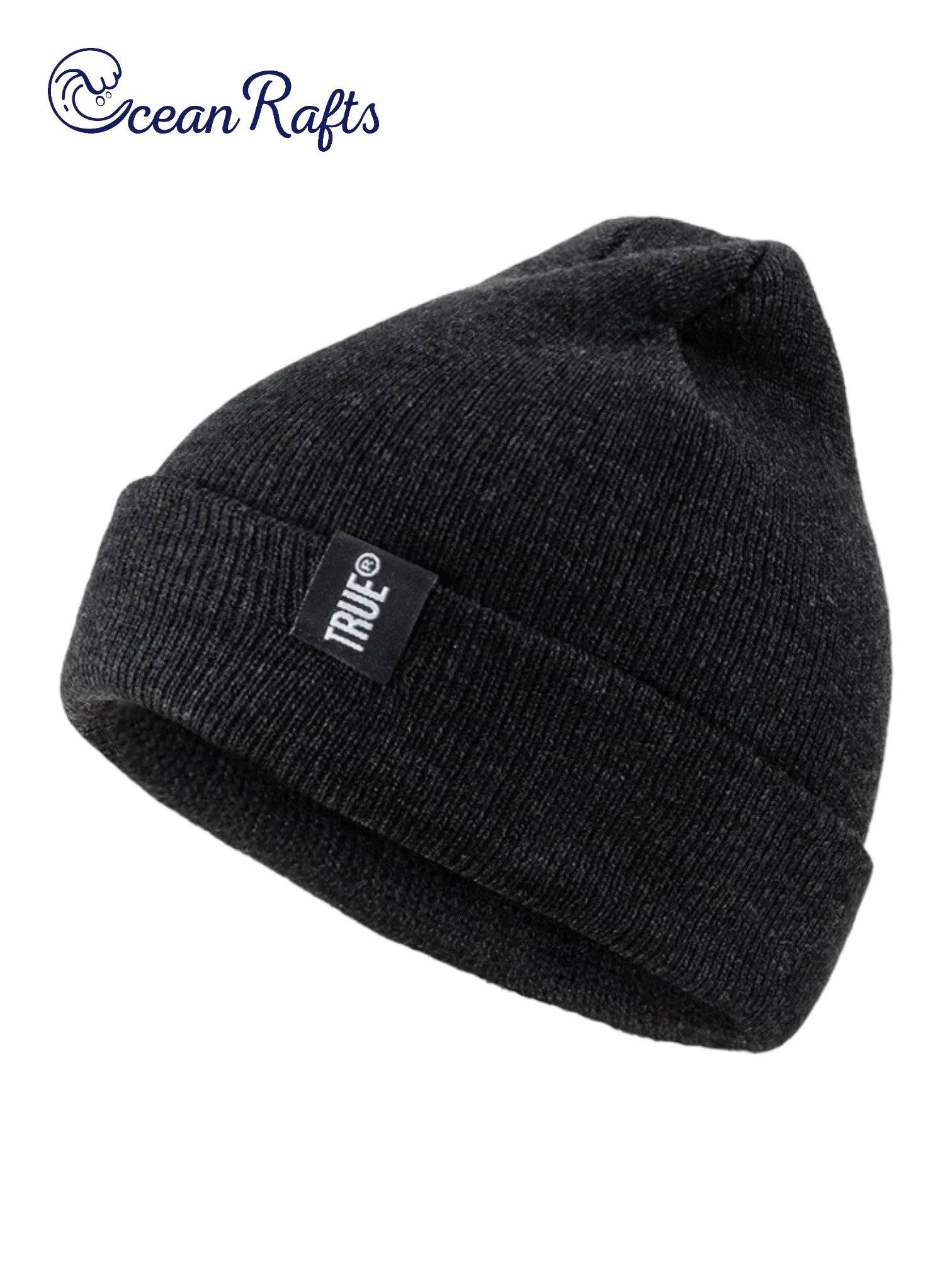 Knit Cuff Beanie Solid Colour Black | Ocean Rafts