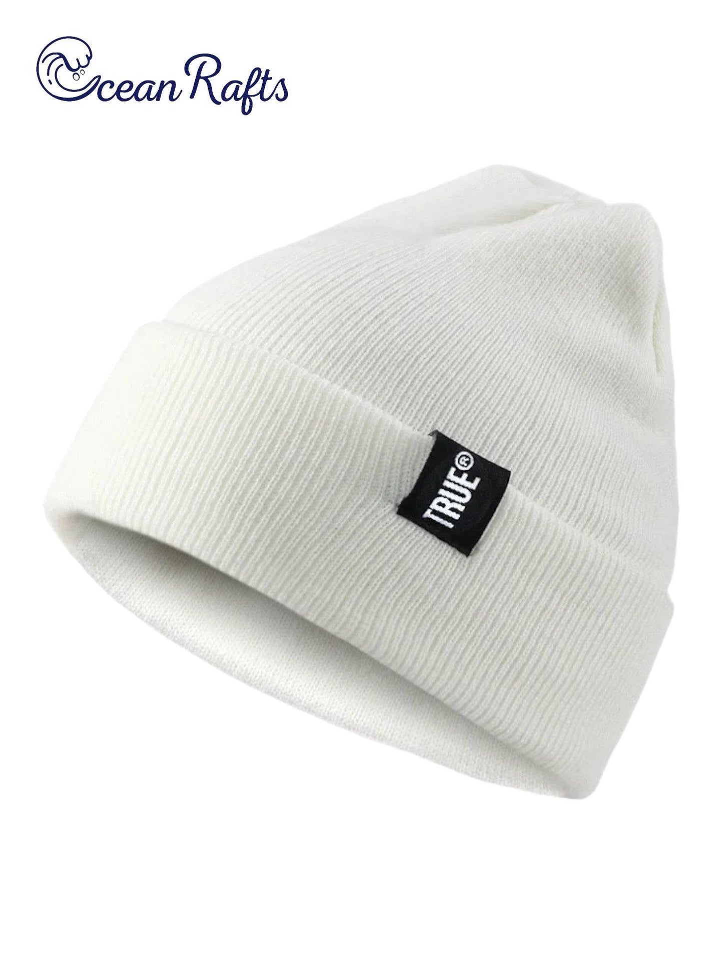 Knit Cuff Beanie Solid Colour White | Ocean Rafts