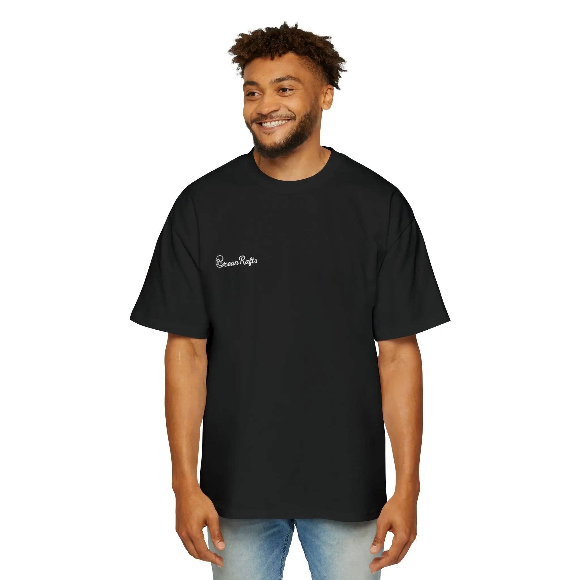 man wearing black ocean rafts logo shirt | Ocean Rafts