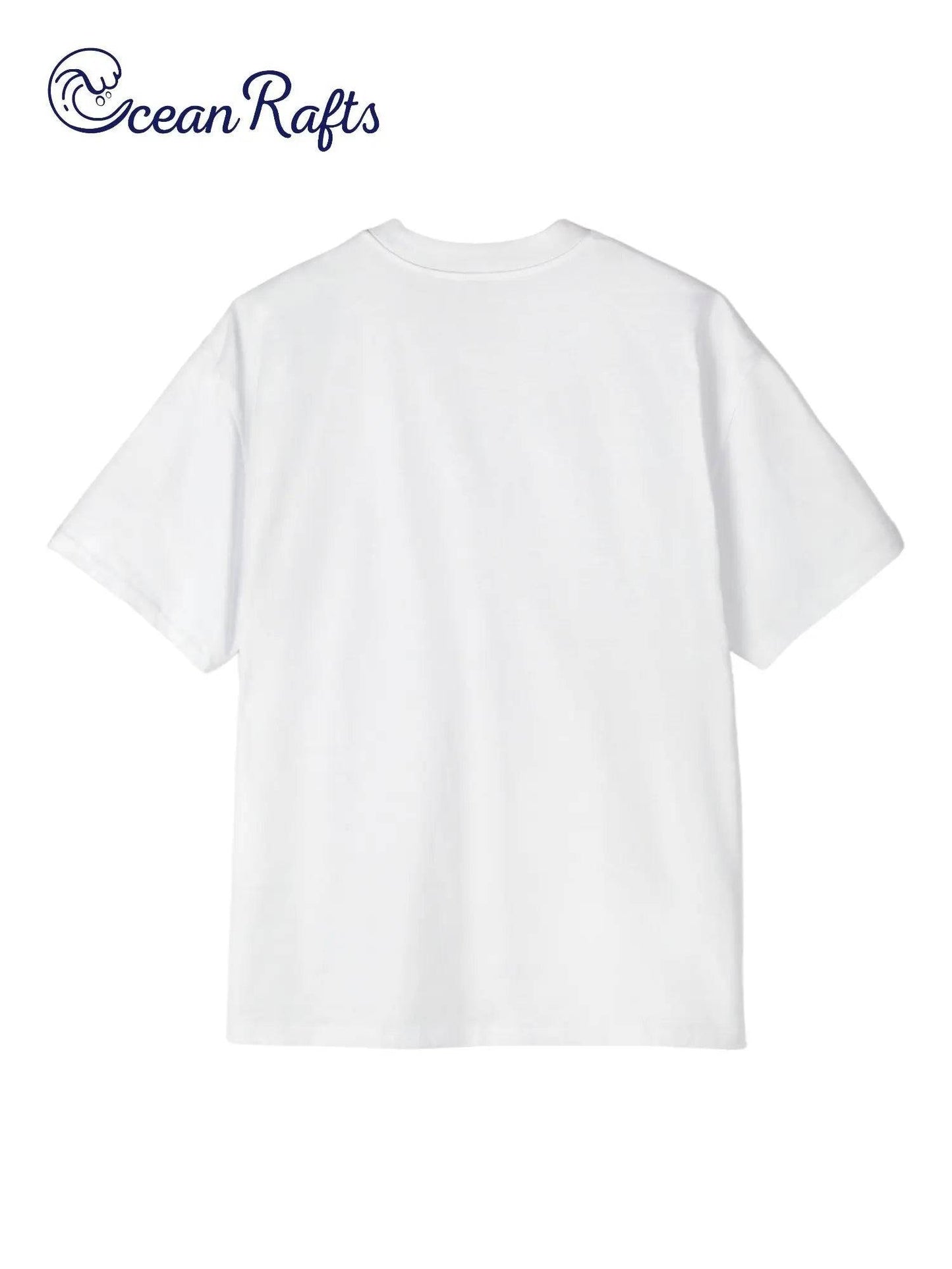 solid white back of ocean rafts logo shirt | Ocean Rafts