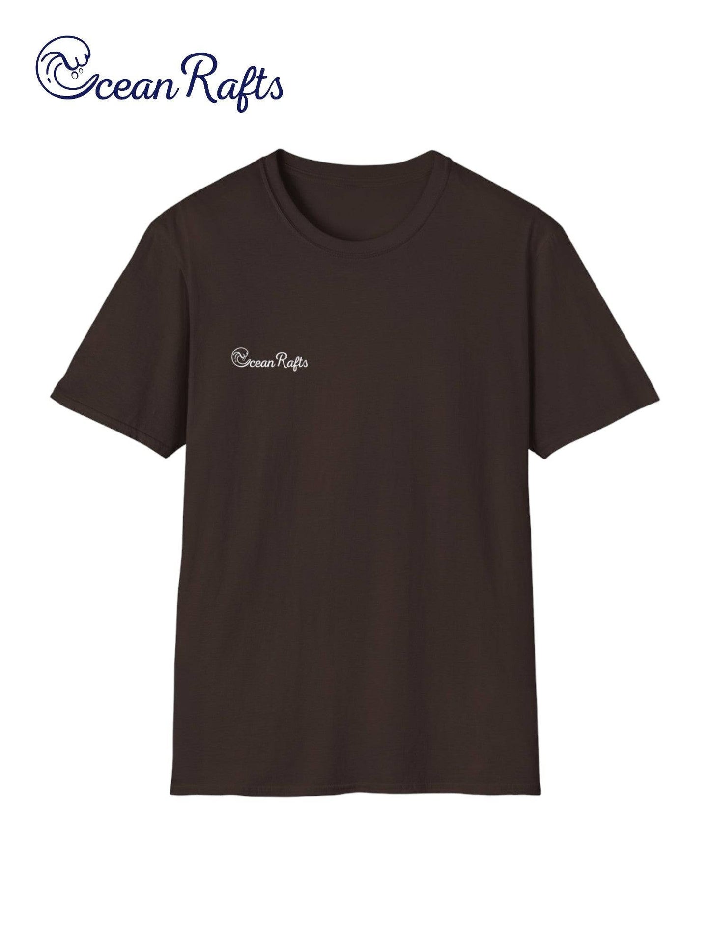 a brown t - shirt with the ocean rafts logo on it free delivery cheap $35 New Regular fit Leight Weight Elastic Cotton and polyester | Ocean Rafts