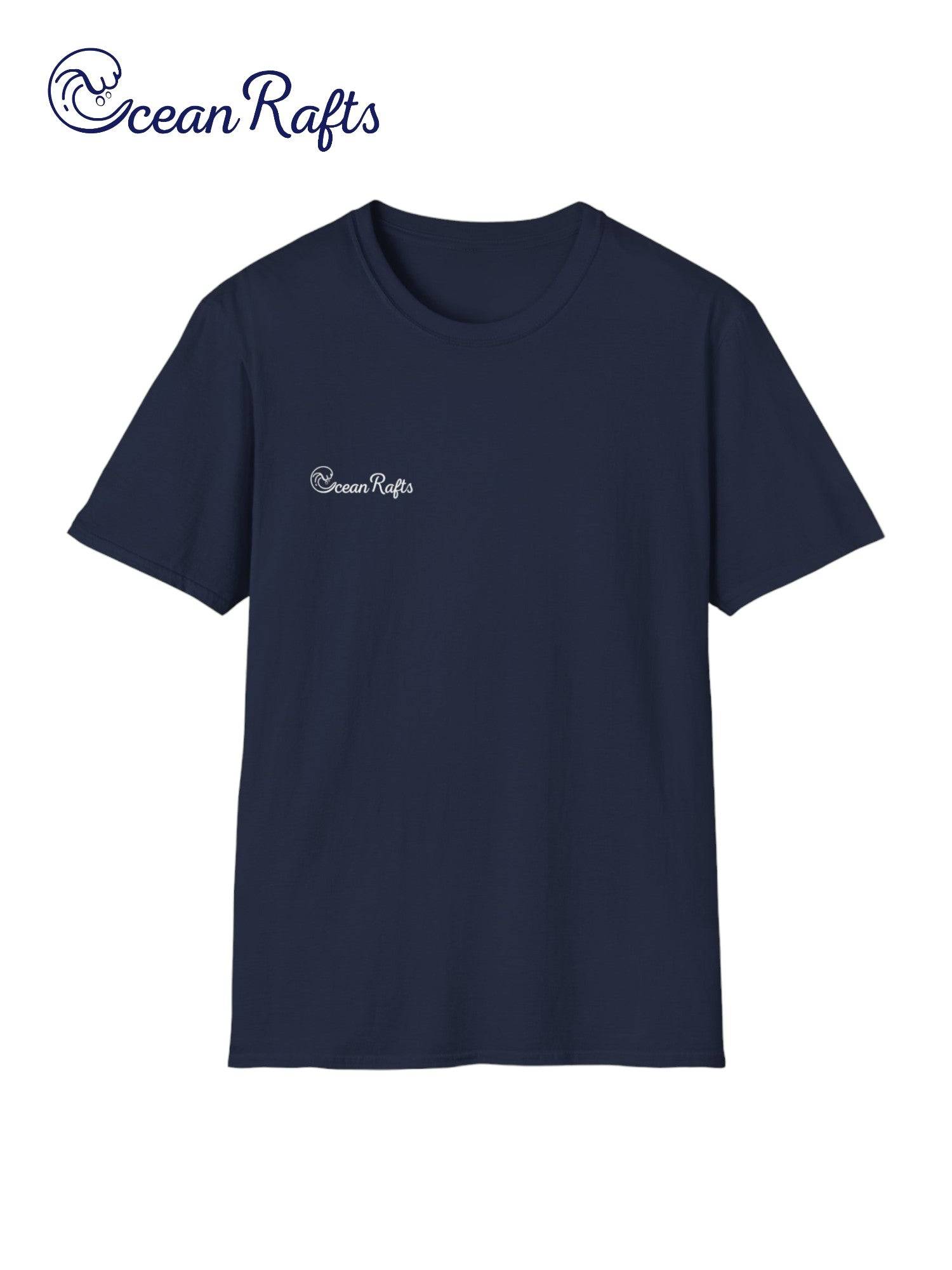 a navy t - shirt with the ocean rafts logo on it free delivery cheap $35 New Regular fit Leight Weight Elastic Cotton and polyester | Ocean Rafts