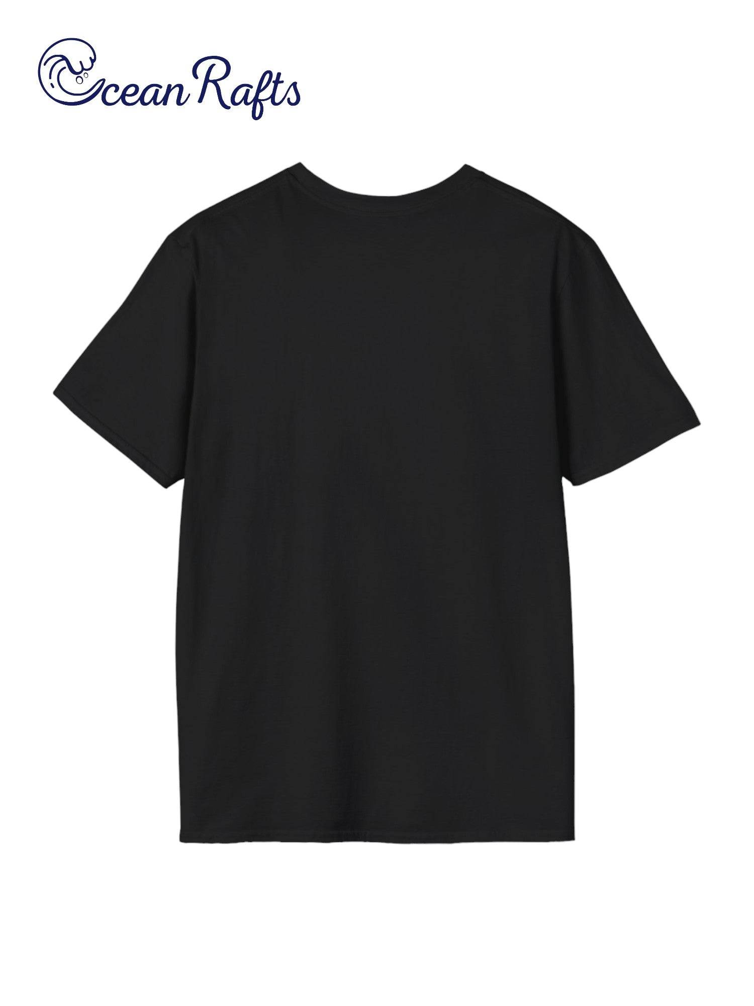 a black t - shirt with the ocean rafts logo on it free delivery cheap $35 New Regular fit Leight Weight Elastic Cotton and polyester | Ocean Rafts