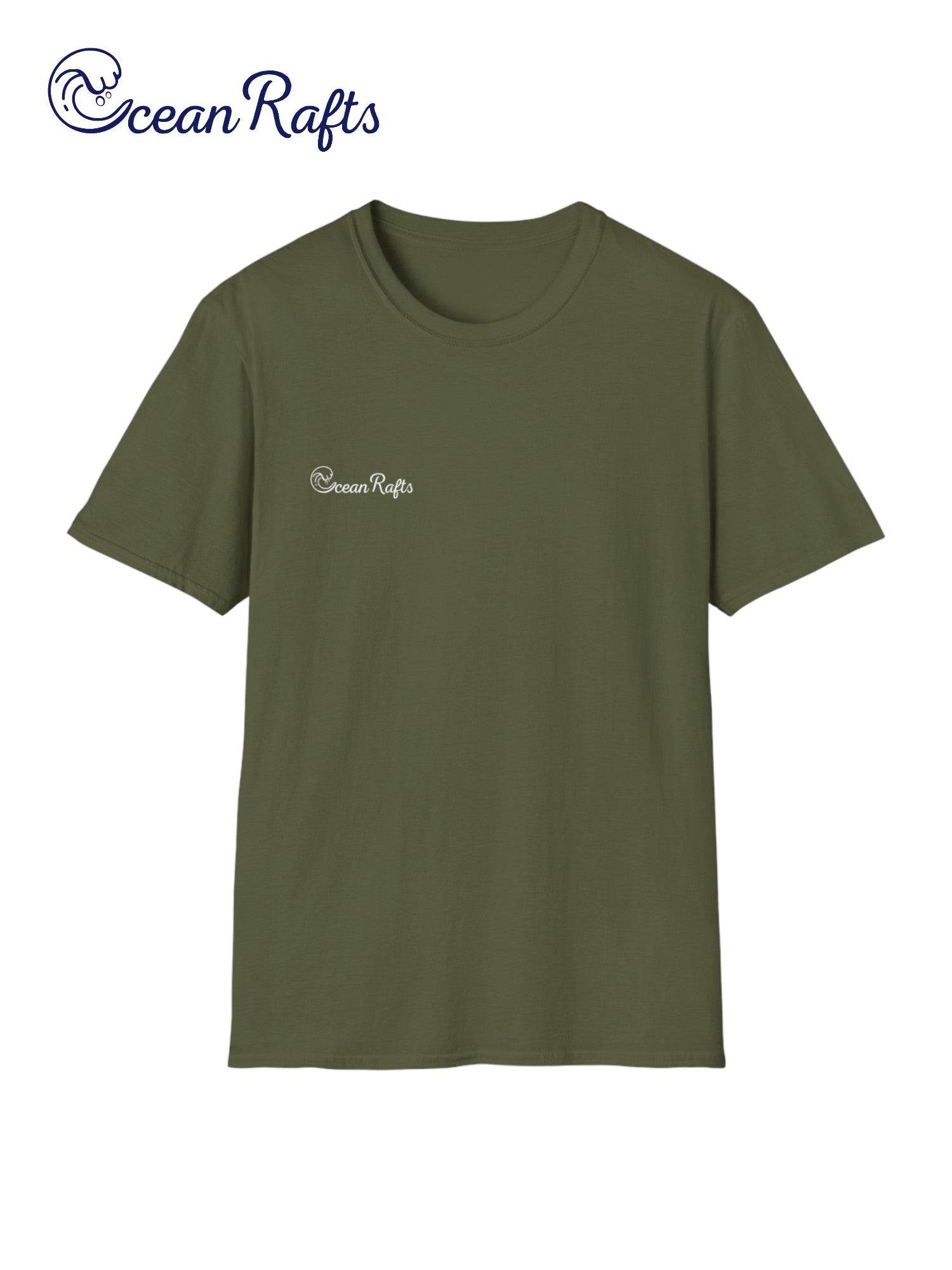 a green t - shirt with the ocean rafts logo on it free delivery cheap $35 New Regular fit Leight Weight Elastic Cotton and polyester | Ocean Rafts