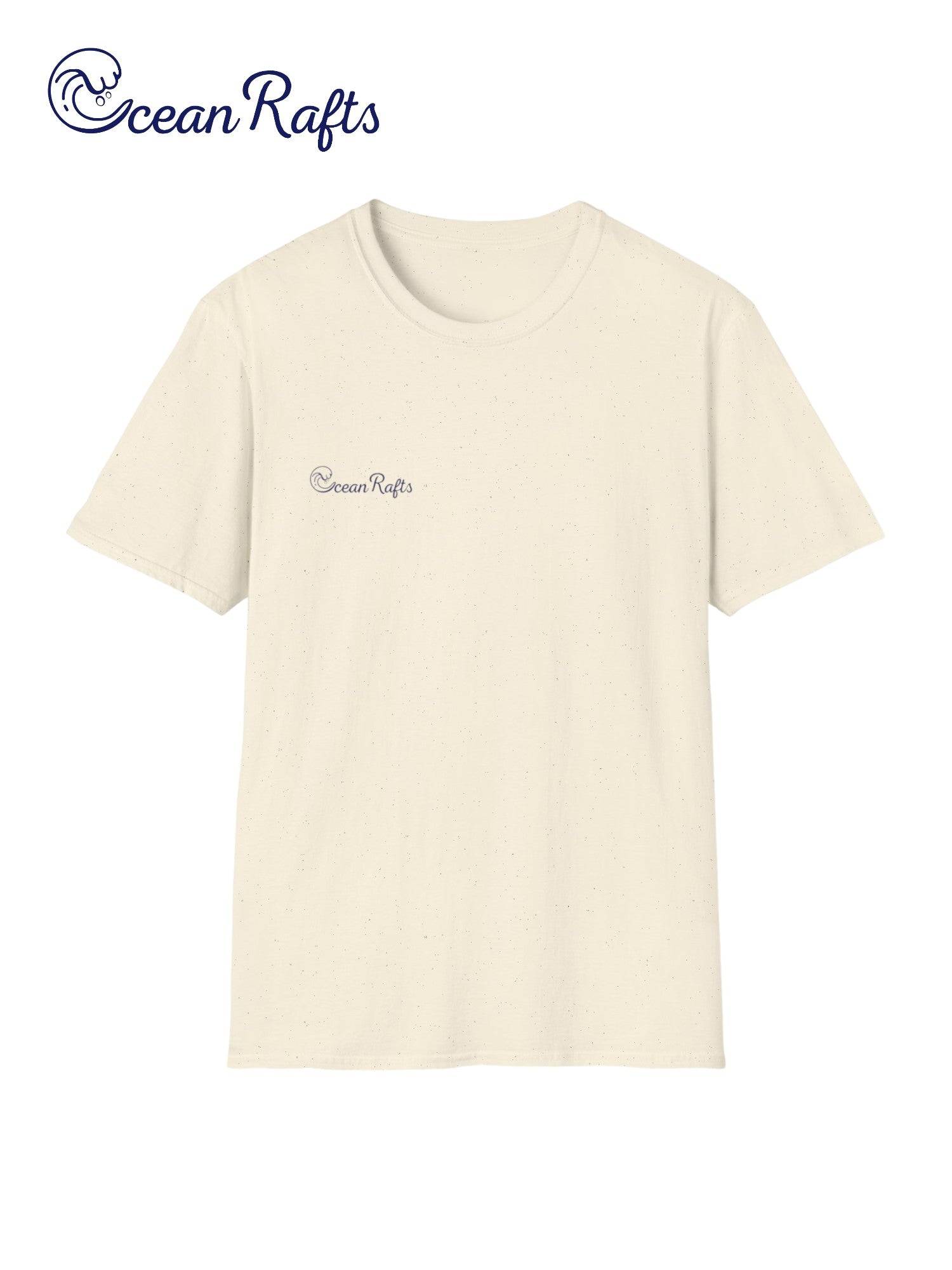 a white t - shirt with the ocean rafts logo on it  free delivery cheap $35 New Regular fit Leight Weight Elastic Cotton and polyester | Ocean Rafts