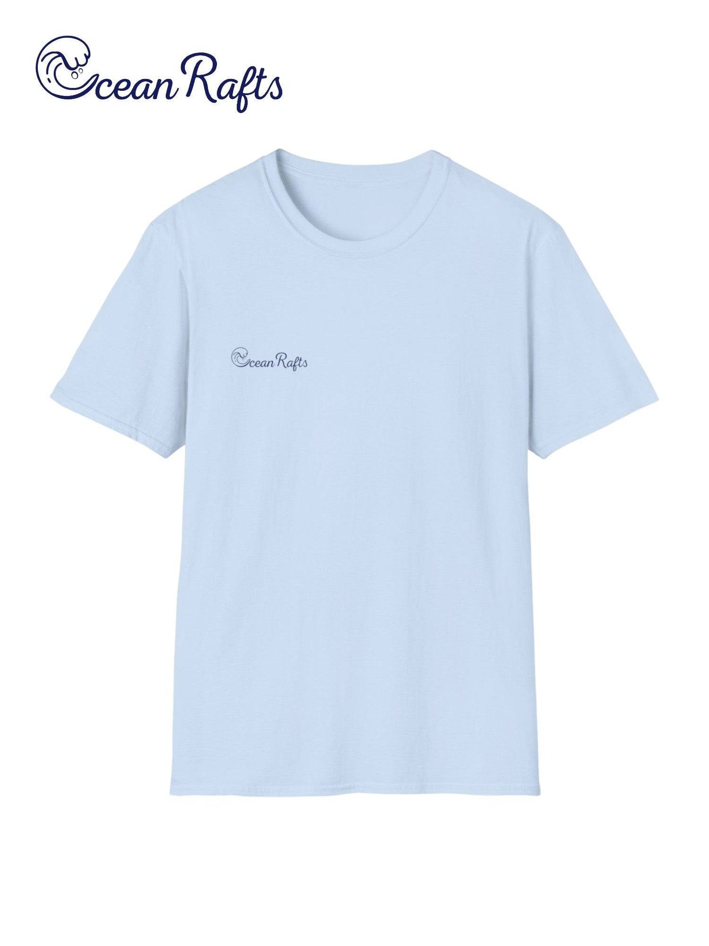 a white t - shirt with the ocean rafts logo on it  free delivery cheap $35 New Regular fit Leight Weight Elastic Cotton and polyester | Ocean Rafts