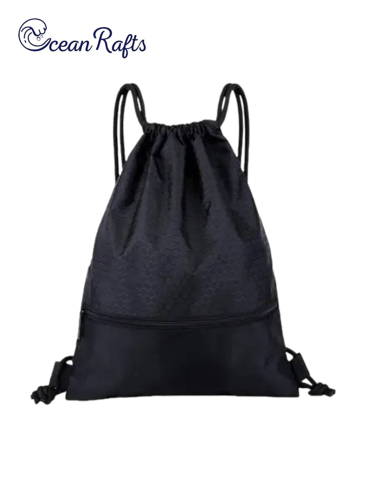 Black Outdoor Nylon Drawstring Bag on white background Cheap Affordable $20 Free Delivery backpack | Ocean Rafts