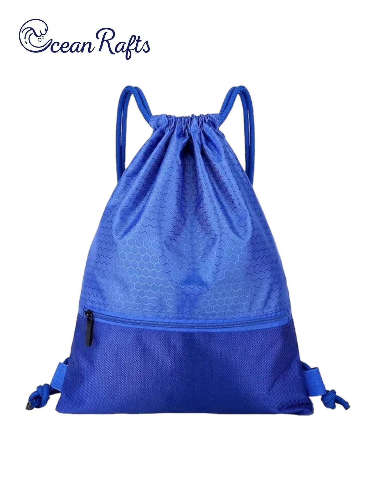 Blue Outdoor Nylon Drawstring Bag on white background Cheap Affordable $20 Free Delivery backpack | Ocean Rafts