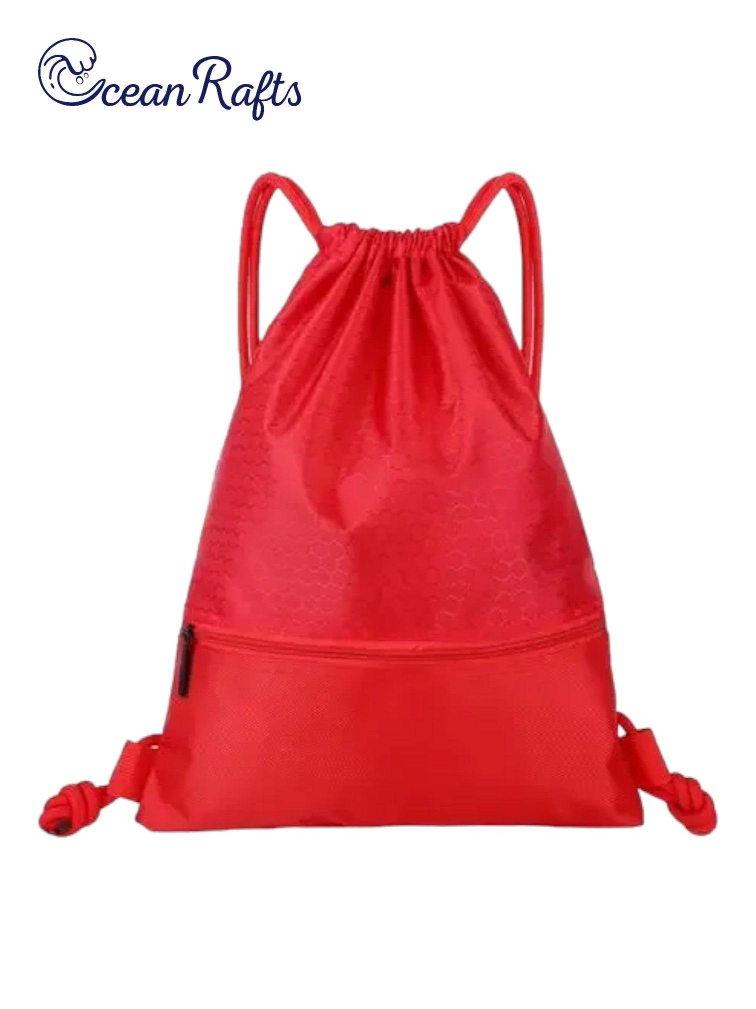 Red Outdoor Nylon Drawstring Bag on white background Cheap Affordable $20 Free Delivery backpack | Ocean Rafts