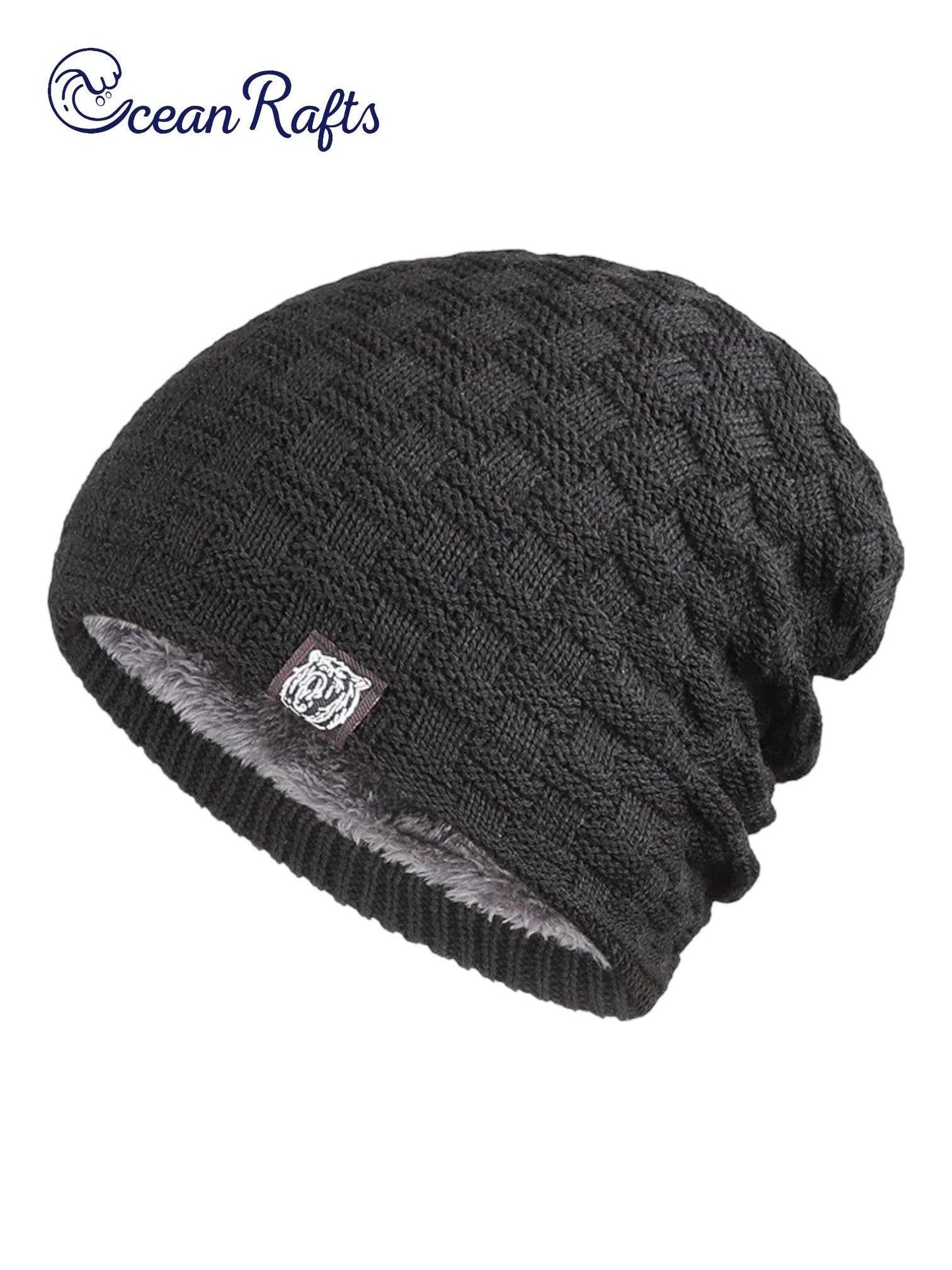 Black plush interior lining beanie | Ocean Rafts