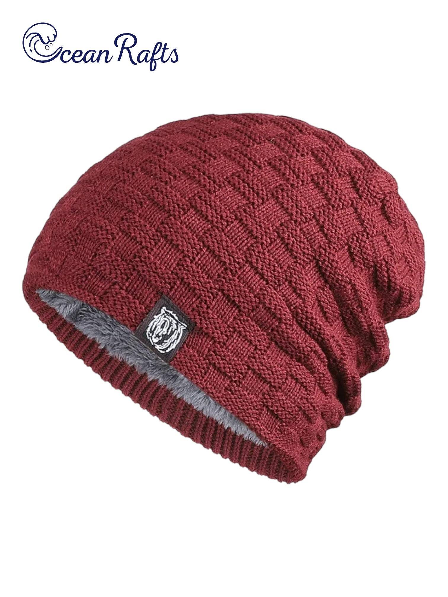 Red plush interior lining beanie | Ocean Rafts