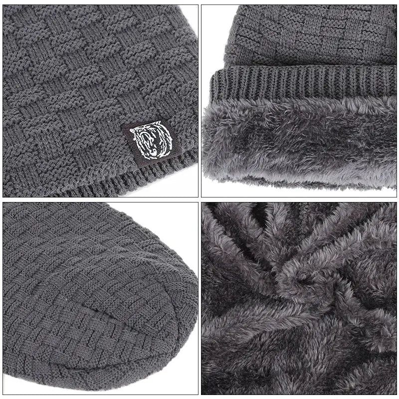 Multiple grey plush interior lining beanie showing interior and exterior in different views | Ocean Rafts