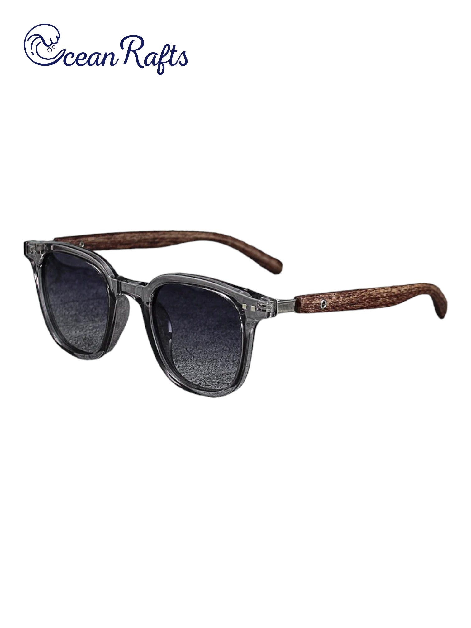 a pair of sunglasses with a wooden handle