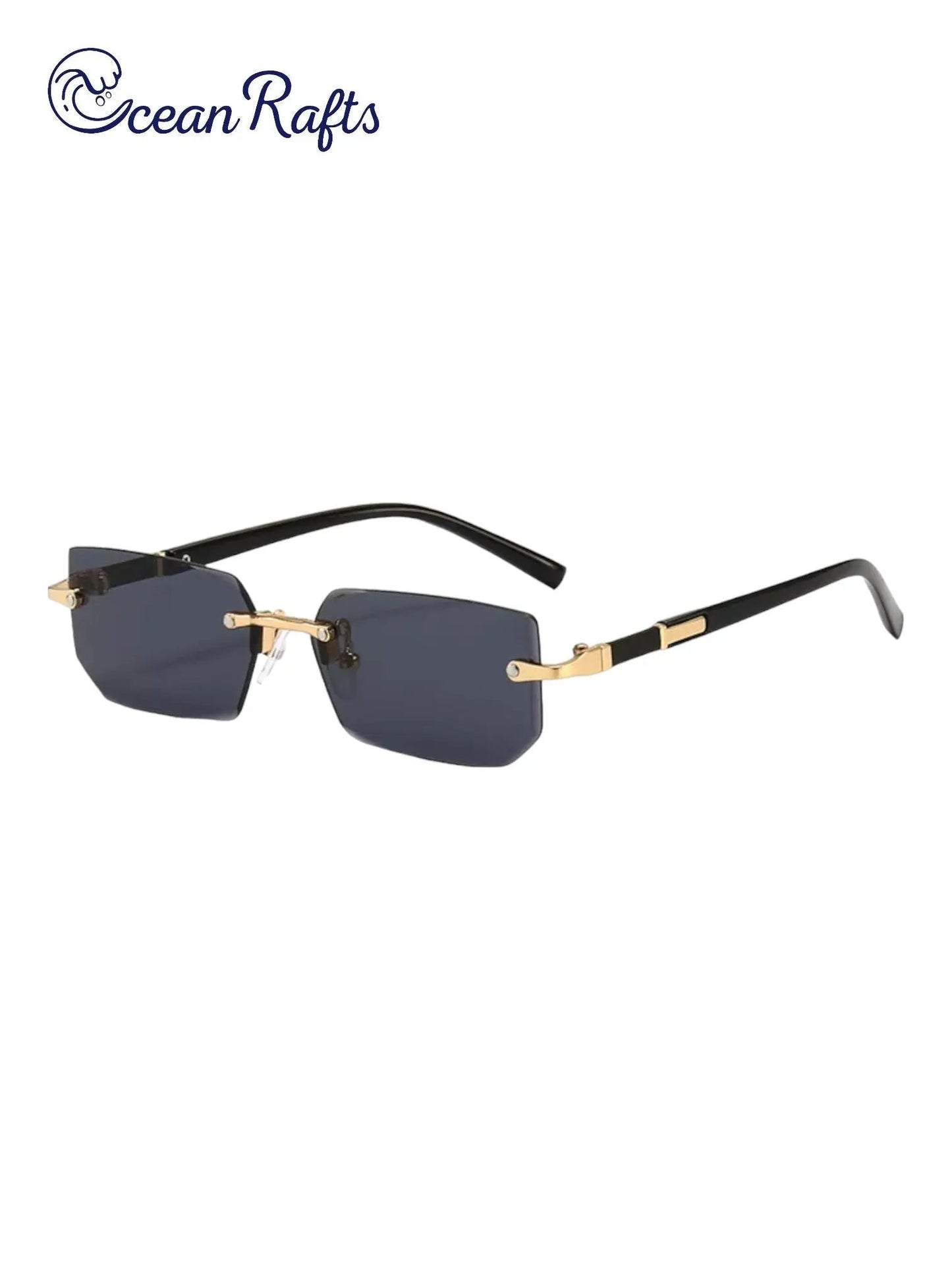 black Womens Rimless and Rectangular Styled Sunglasses Sunnies New Free Delivery $20 Plastic Alloy | Ocean Rafts