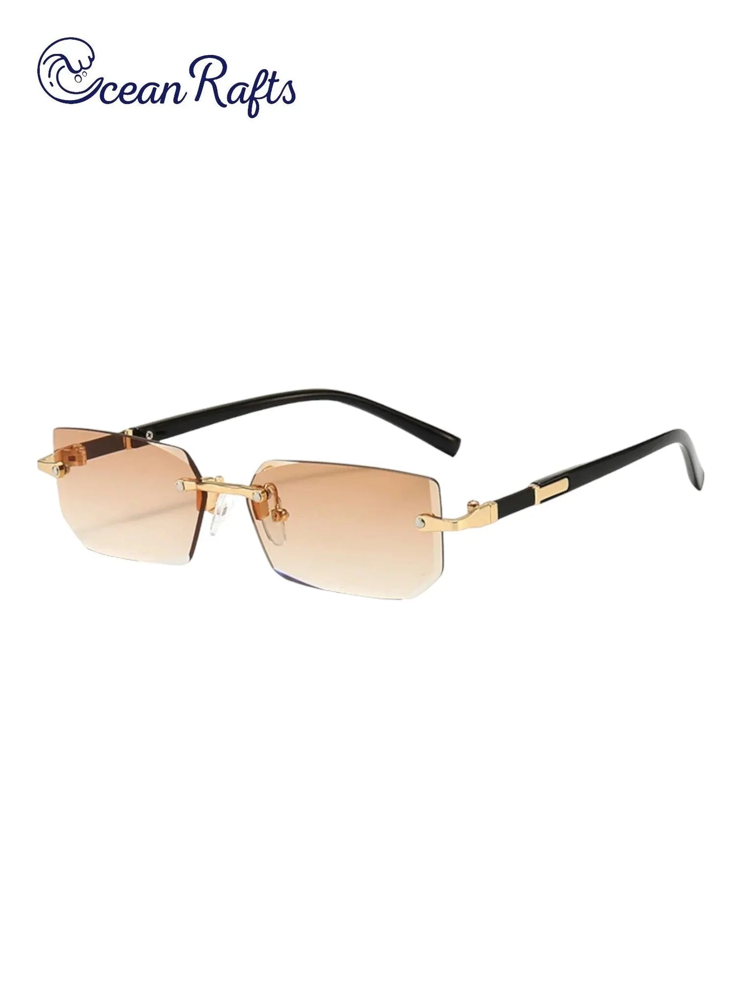 yellow tan Womens Rimless and Rectangular Styled Sunglasses Sunnies New Free Delivery $20 Plastic Alloy | Ocean Rafts