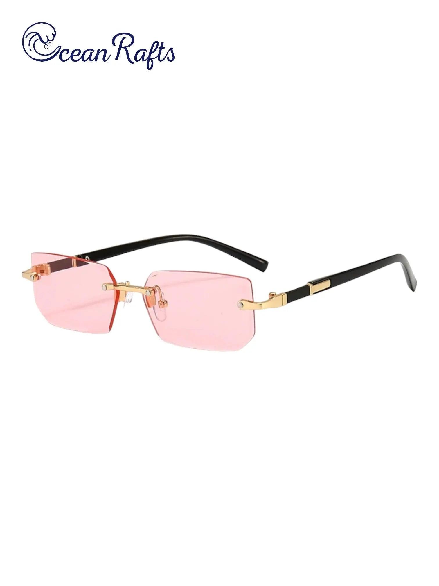 light pink Womens Rimless and Rectangular Styled Sunglasses Sunnies New Free Delivery $20 Plastic Alloy | Ocean Rafts