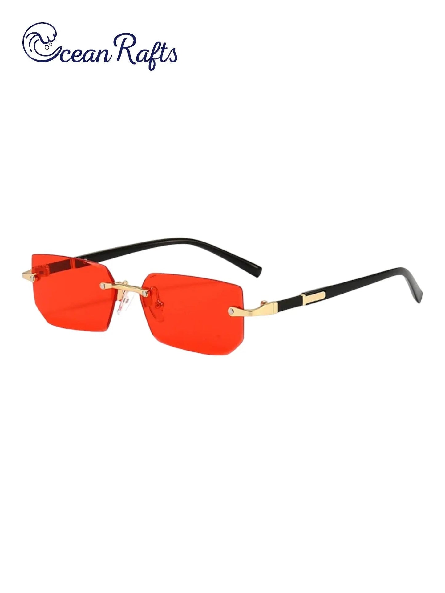 red Womens Rimless and Rectangular Styled Sunglasses Sunnies New Free Delivery $20 Plastic Alloy | Ocean Rafts