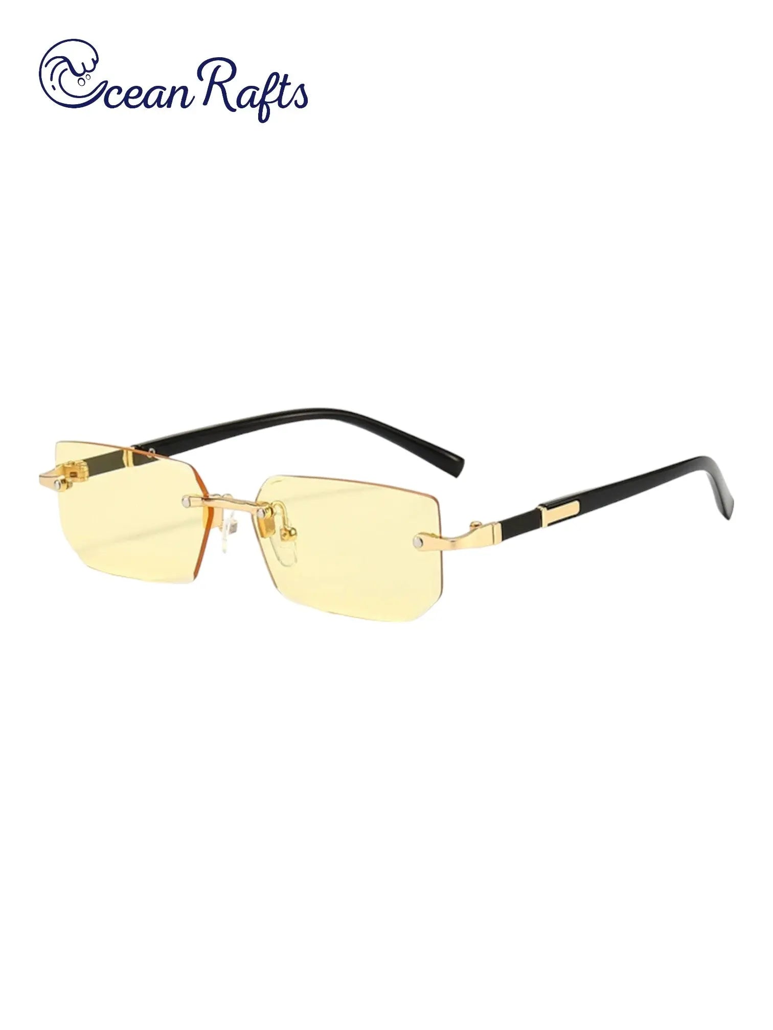 light yellow Womens Rimless and Rectangular Styled Sunglasses Sunnies New Free Delivery $20 Plastic Alloy | Ocean Rafts