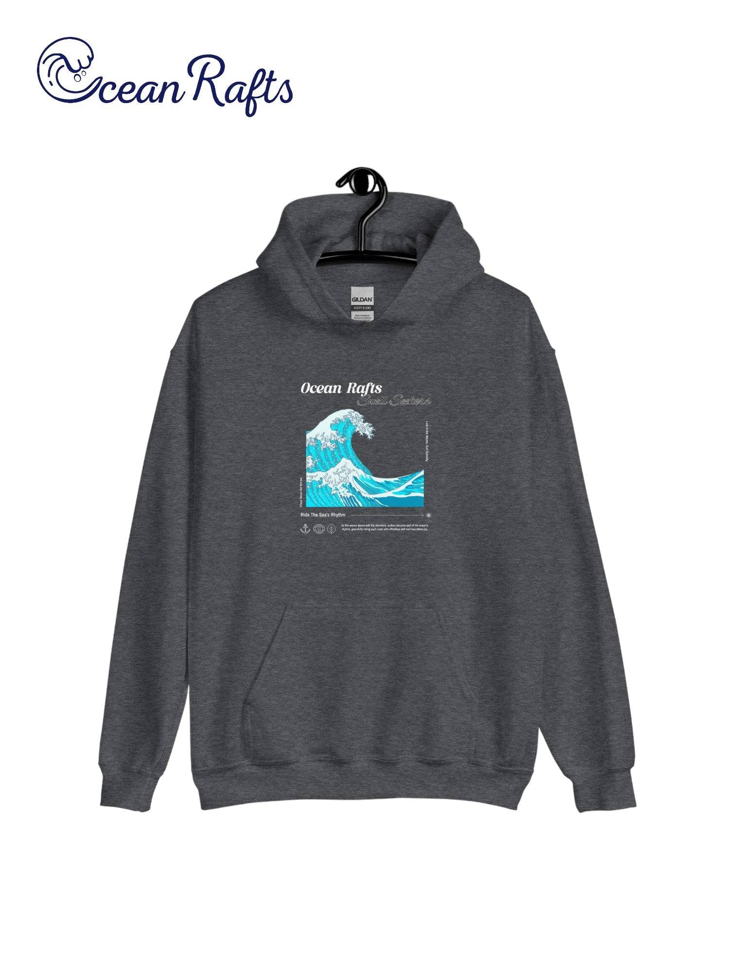 a grey sweatshirt with a picture of a wave on it | Ocean Rafts