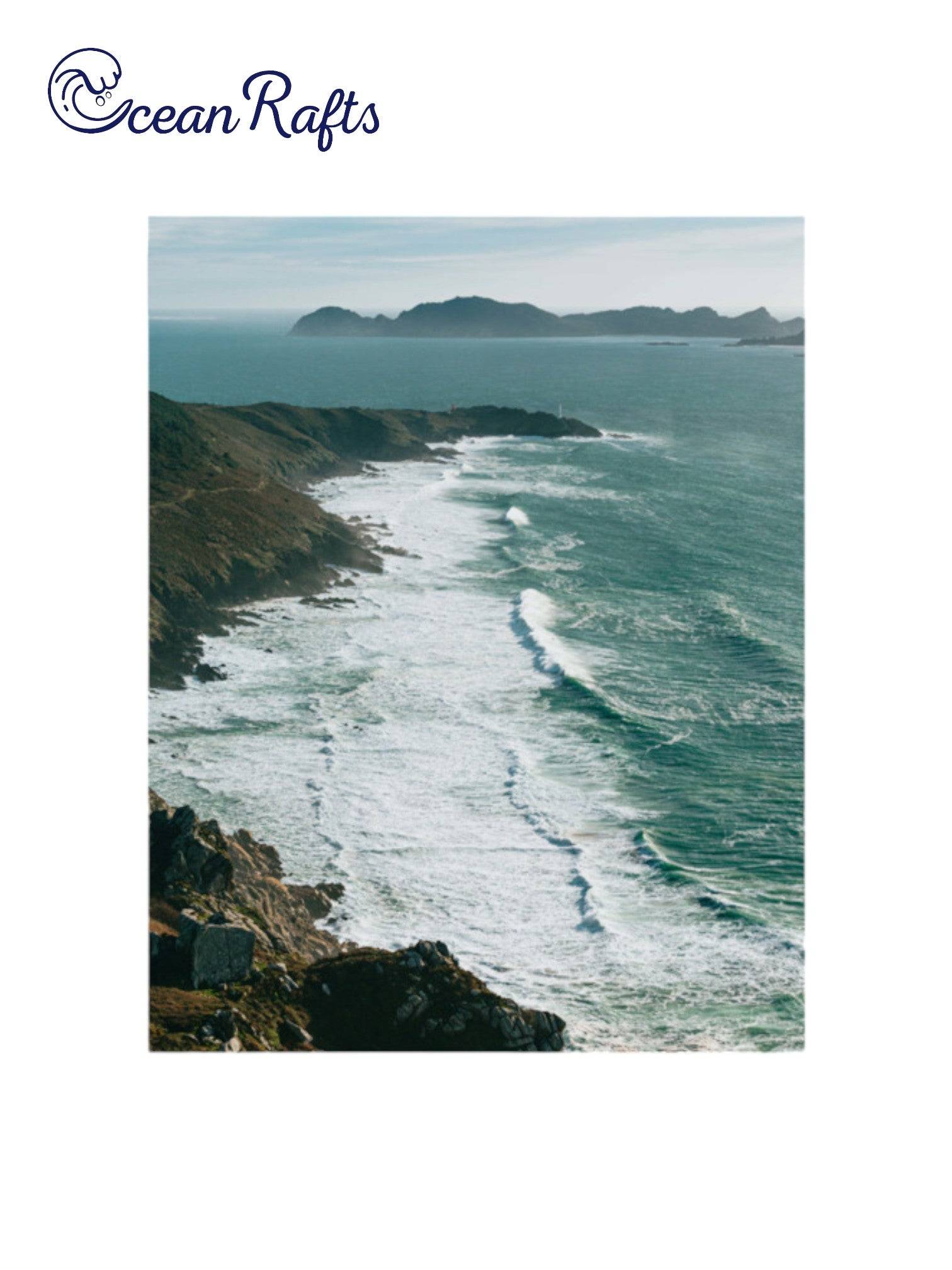 Waters Edge Poster - Poster image showing a large cliffside surrounded by the ocean tide new free delivery from $20 poster canvas frame | Ocean Rafts