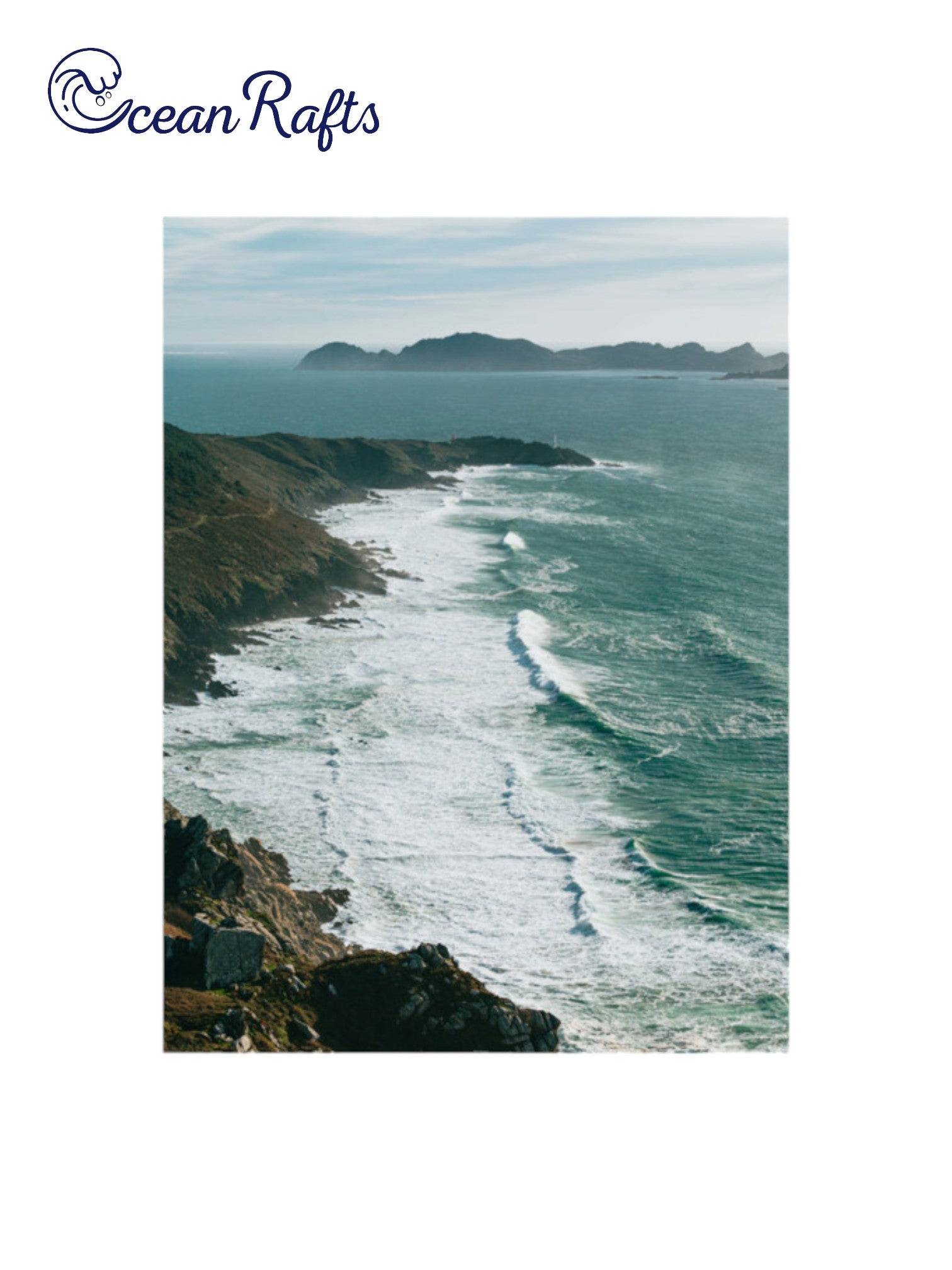 Waters Edge Poster - Poster image showing a large cliffside surrounded by the ocean tide new free delivery from $20 poster canvas frame | Ocean Rafts