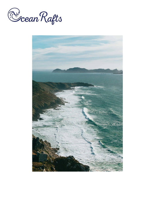 Waters Edge Poster - Poster image showing a large cliffside surrounded by the ocean tide new free delivery from $20 poster canvas frame | Ocean Rafts