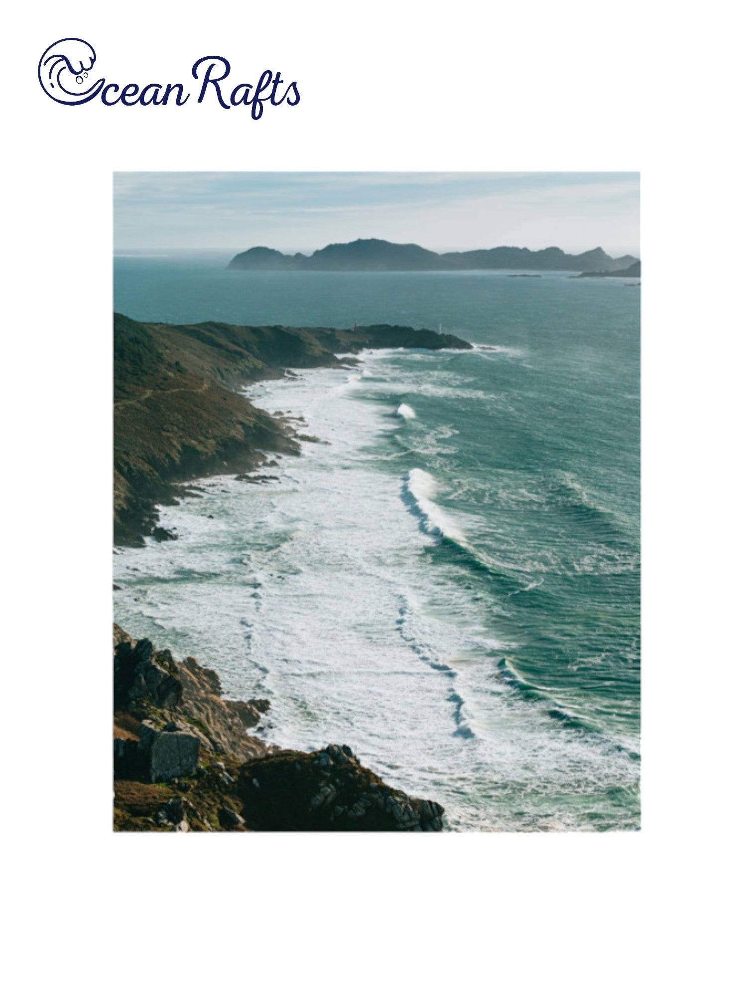 Waters Edge Poster - Poster image showing a large cliffside surrounded by the ocean tide new free delivery from $20 poster canvas frame | Ocean Rafts