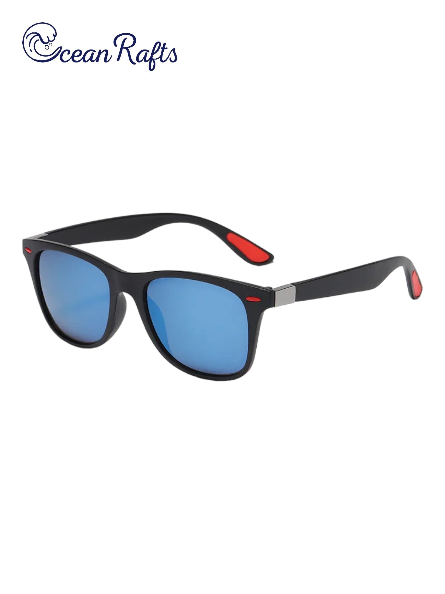 a pair of sunglasses with blue mirrored lenses Wayfarer Sunnies | Ocean Rafts