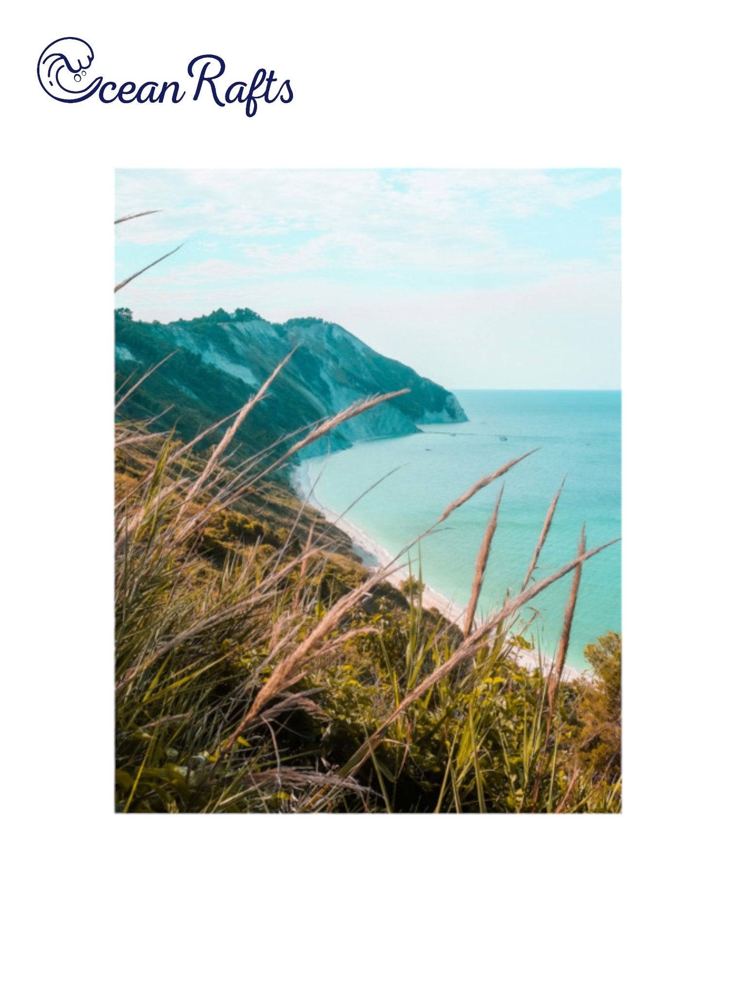 Poster of a mountain coast with a paradise beach and bushes weed in foreground Free Delivery Home Decor Canvas Poster Cheap New | Ocean Rafts