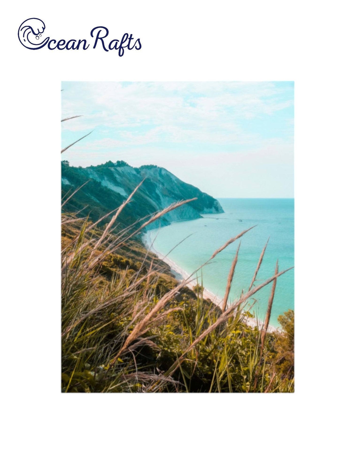 Poster of a mountain coast with a paradise beach and bushes weed in foreground Free Delivery Home Decor Canvas Poster Cheap New | Ocean Rafts