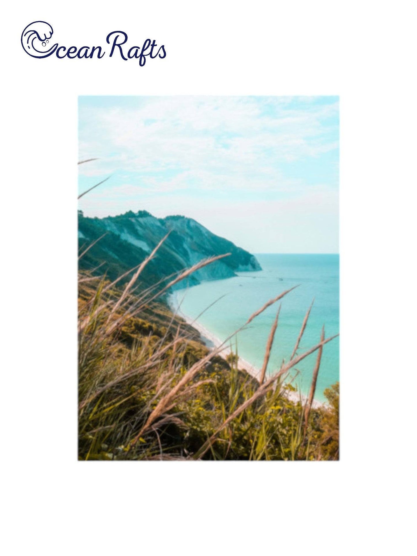 Poster of a mountain coast with a paradise beach and bushes weed in foreground Free Delivery Home Decor Canvas Poster Cheap New | Ocean Rafts